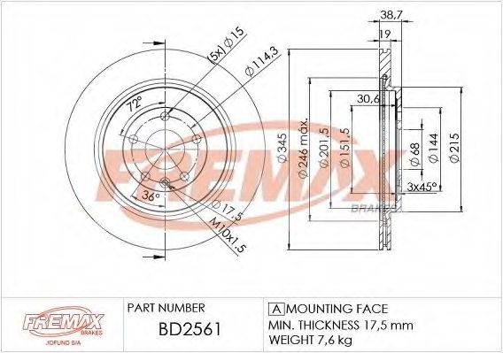 FREMAX BD-2561 Brake Disc